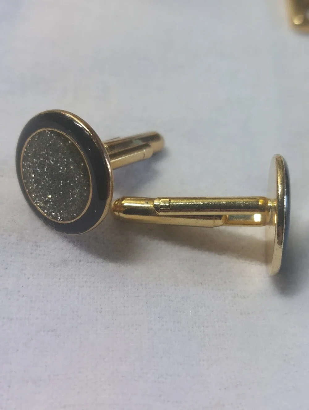 ​Vintage Sparkle Cufflink Bundle | Mesh Wrap & Black Druzy Style, Estate Jewelry